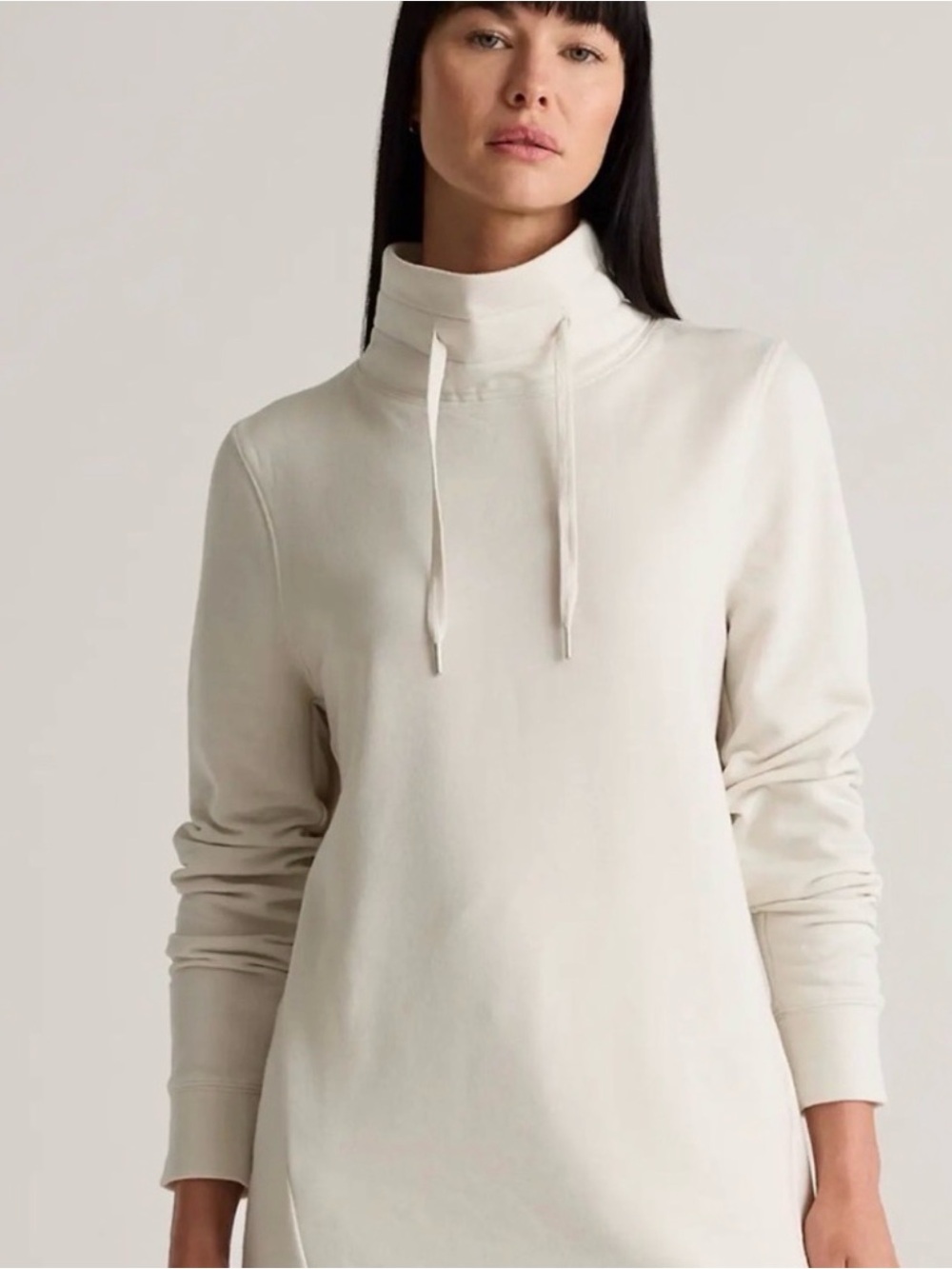 Quince Women's Super Soft Fleece Mock Neck Pullover Size small in off white